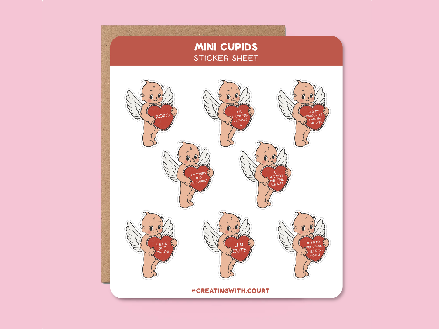 Mini Cupids Waterproof Sticker Sheet