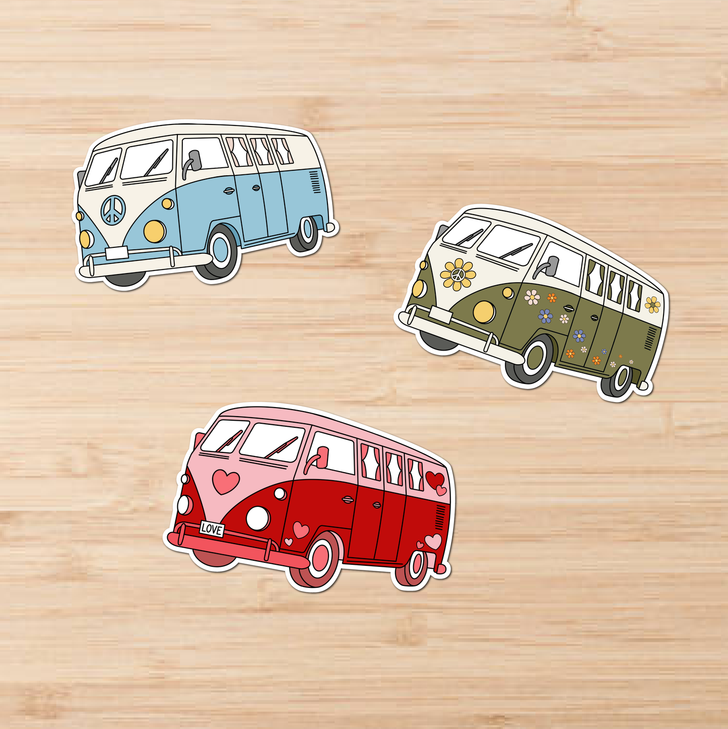 Retro Floral Van Waterproof Vinyl Sticker