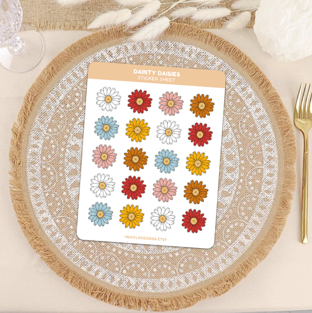 Dainty Daisies Waterproof Vinyl Sticker Sheet