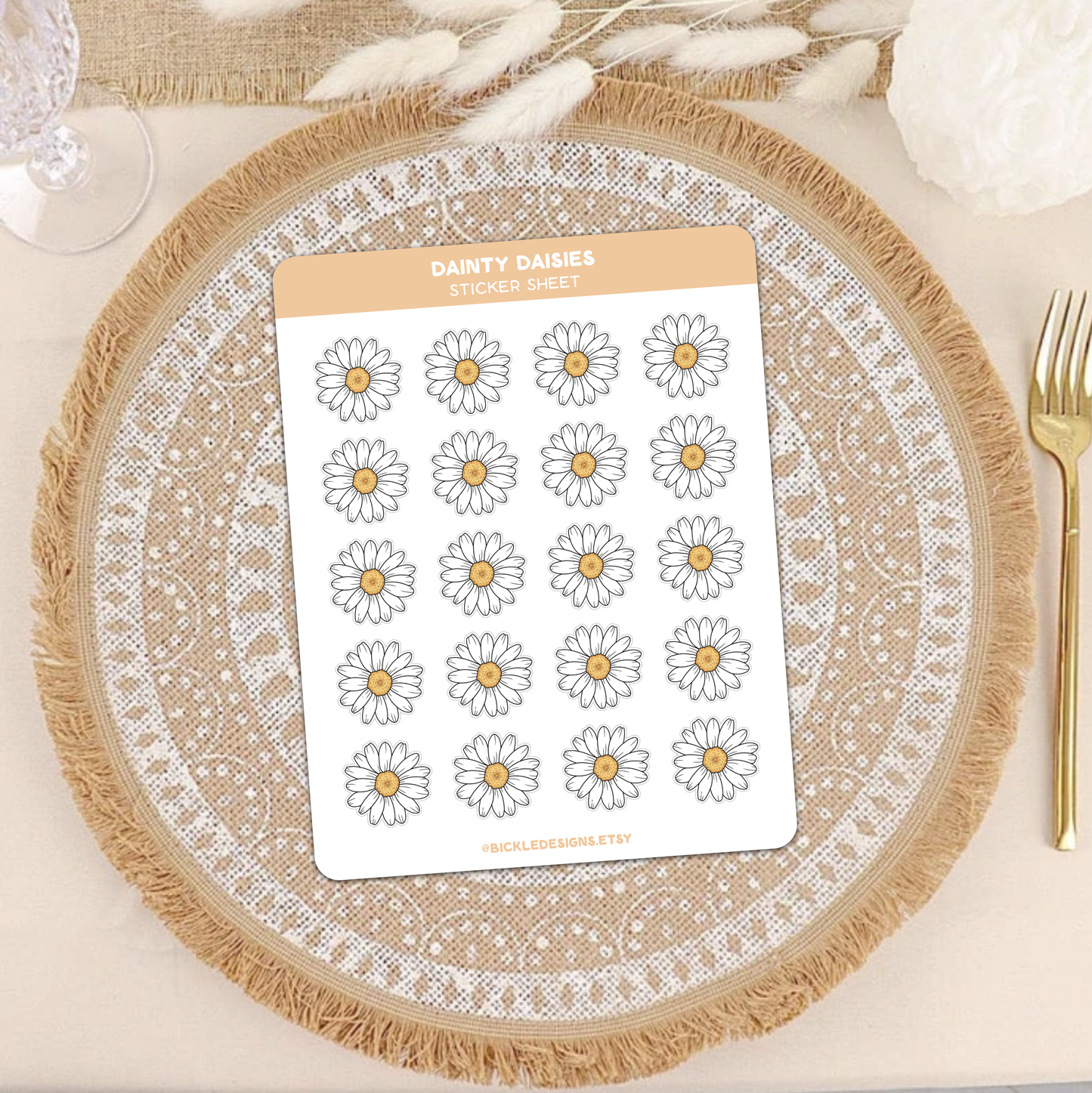 Dainty Daisies Waterproof Vinyl Sticker Sheet