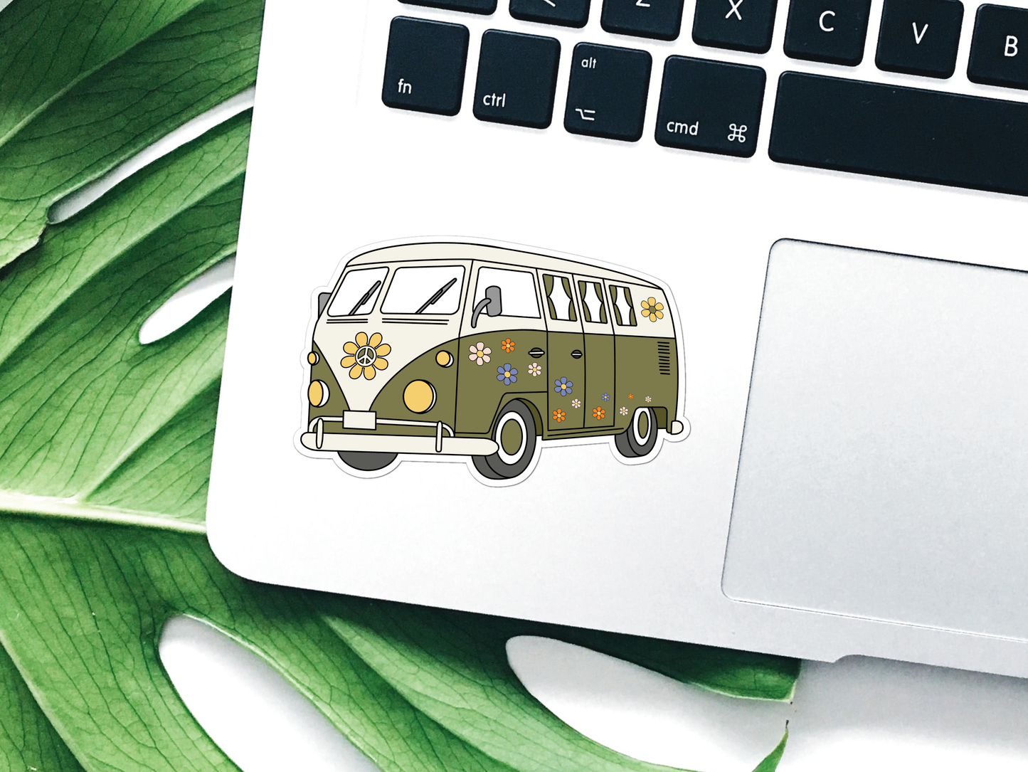 Retro Floral Van Waterproof Vinyl Sticker