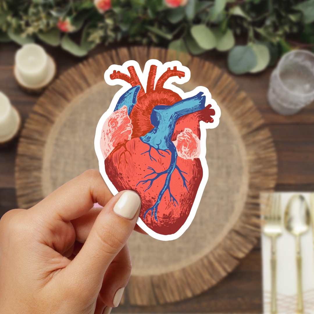 Anatomical Heart Waterproof Vinyl Sticker